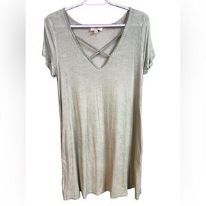 Umgee Light Green V-Neck Dress